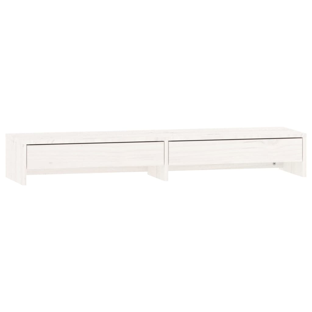 Supporto per Monitor Bianco 100x27x15 cm Legno Massello di Pino