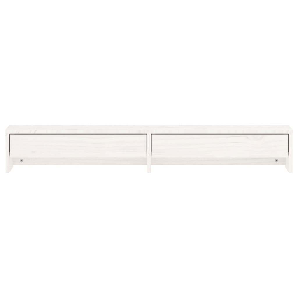 Supporto per Monitor Bianco 100x27x15 cm Legno Massello di Pino