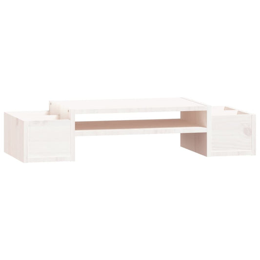 Supporto per Monitor Bianco 70x27,5x15cm Legno Massello di Pino