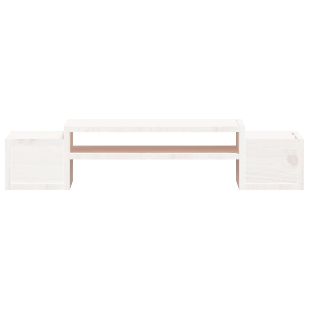 Supporto per Monitor Bianco 70x27,5x15cm Legno Massello di Pino