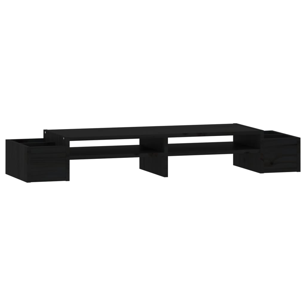 Supporto per Monitor Nero 100x27,5x15cm Legno Massello di Pino