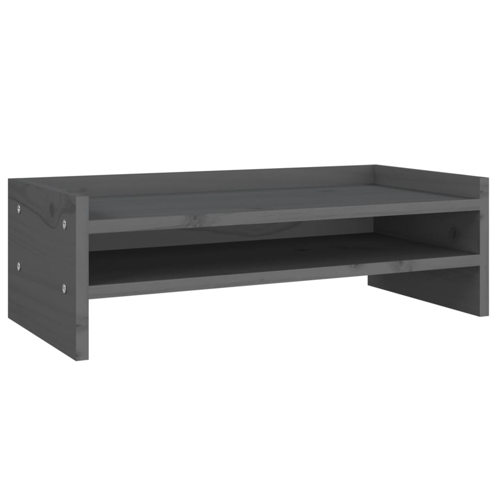 Supporto per Monitor Grigio 50x24x16 cm Legno Massello di Pino