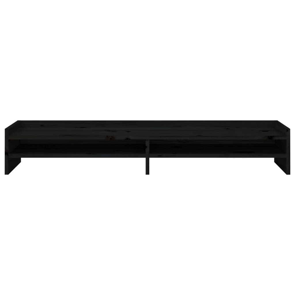 Supporto per Monitor Nero 100x24x16cm in Legno Massello di Pino