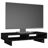 Supporto per Monitor Nero 60x27x14 cm in Legno Massello di Pino