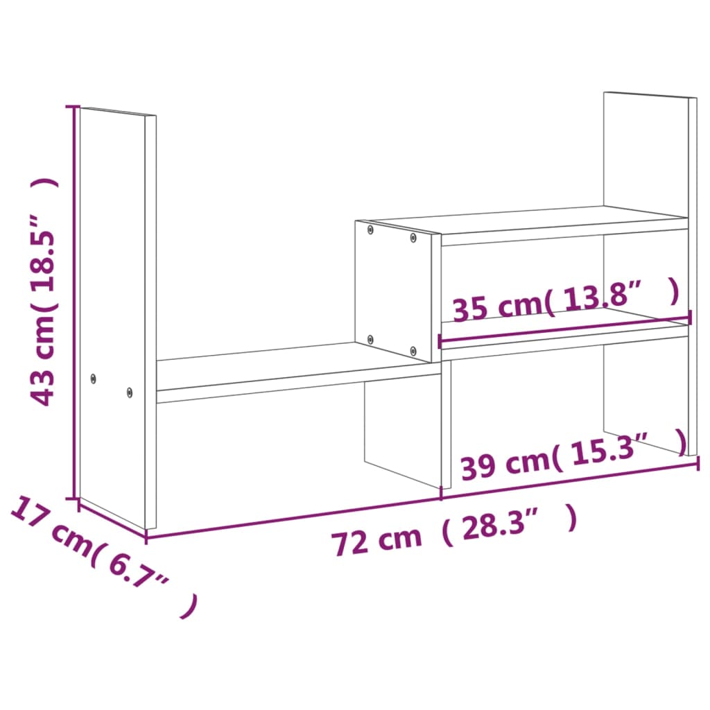 Supporto per Monitor (39-72)x17x43 cm in Legno Massello di Pino