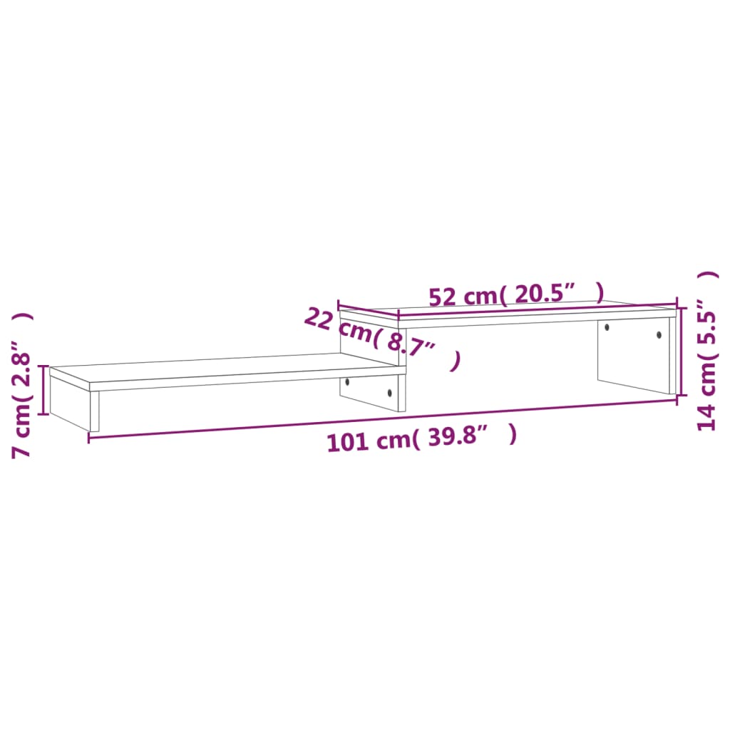 Supporto Monitor Miele (52-101)x22x14 cm Legno Massello di Pino