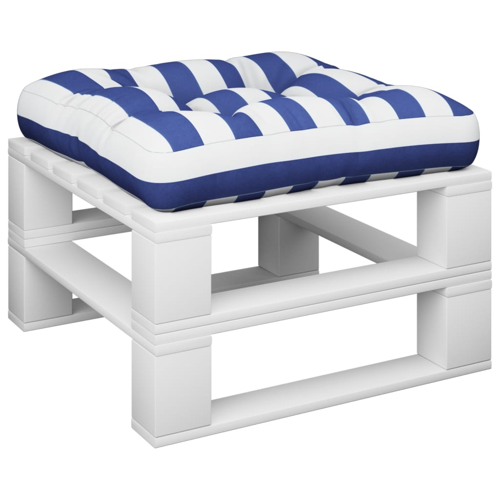 vidaXL Cuscino Pallet Strisce Bianche Blu 60x61,5x10 cm Tessuto Oxford