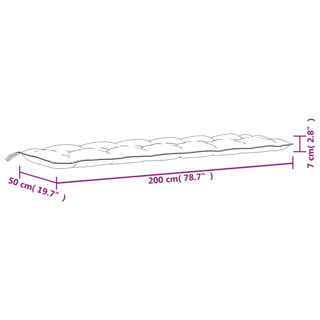 vidaXL Cuscino per Panca da Giardino Rosa 200x50x7 cm in Tessuto