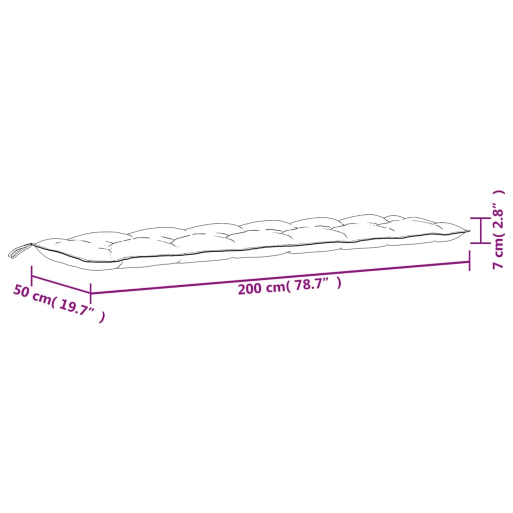 vidaXL Cuscino per Panca da Giardino Turchese 200x50x7 cm in Tessuto