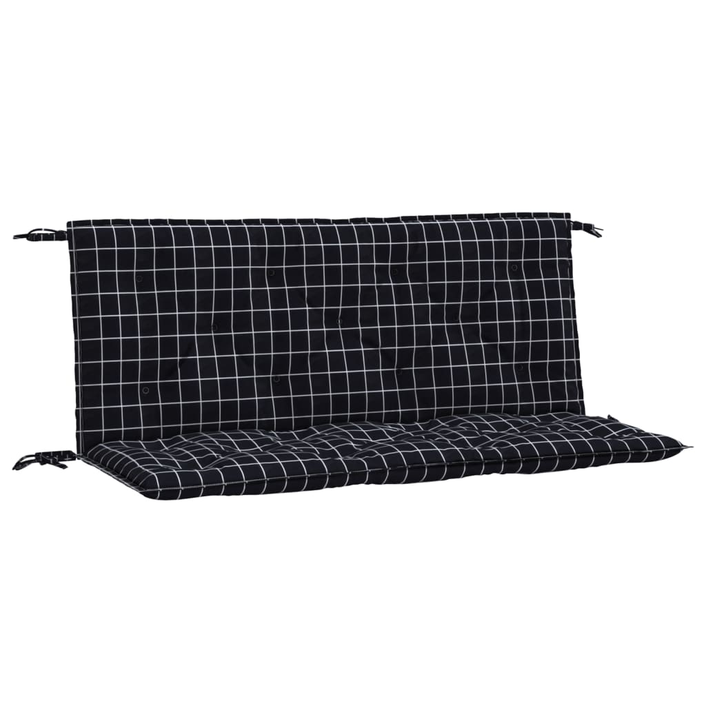 vidaXL Cuscini Panca da Giardino 2pz a Quadri Nero 120x50x7 cm Tessuto