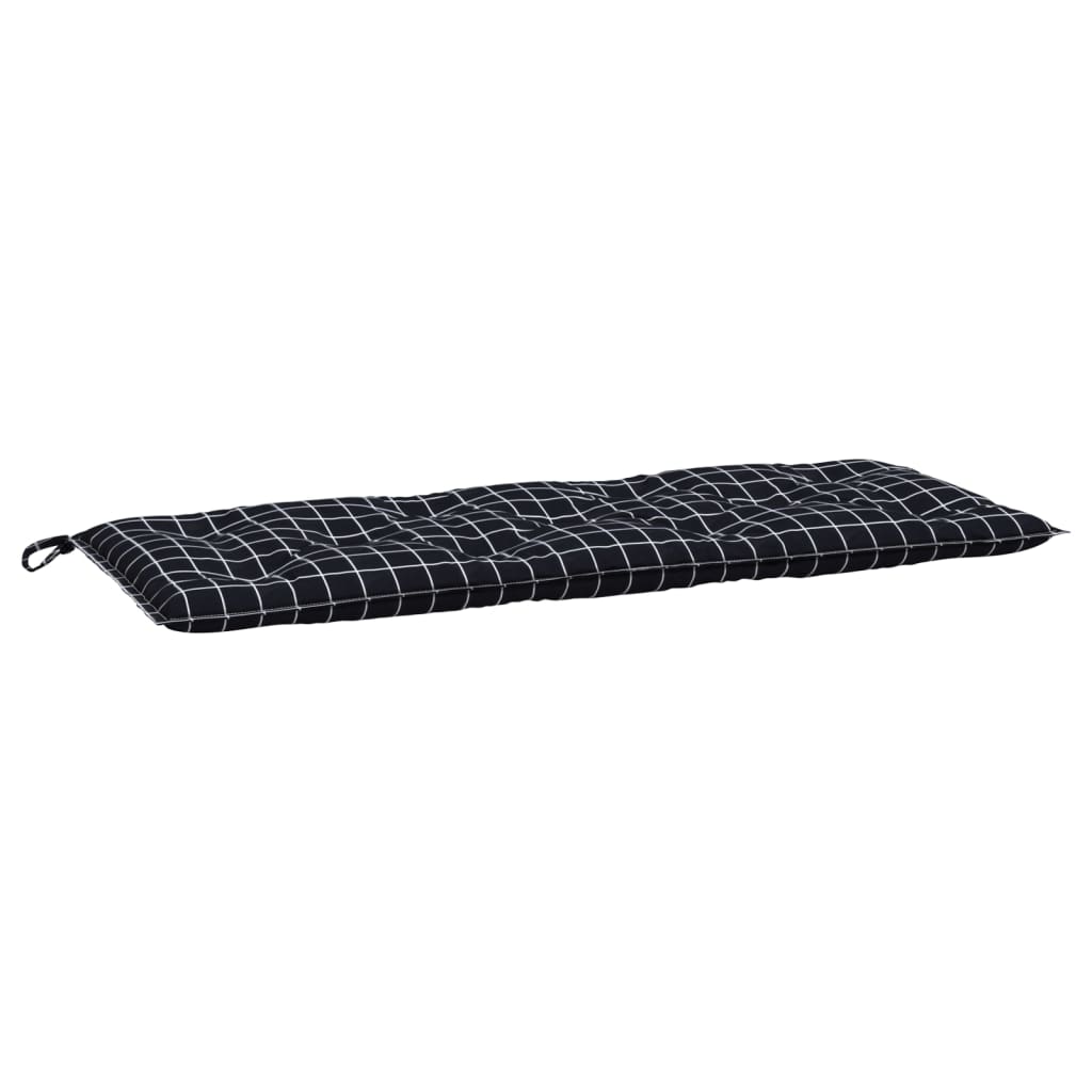 vidaXL Cuscini Panca da Giardino 2pz a Quadri Nero 120x50x7 cm Tessuto