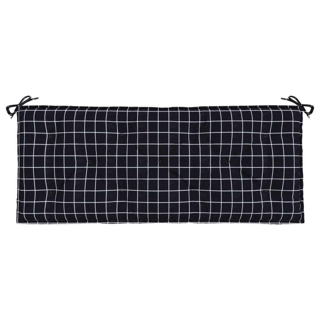 vidaXL Cuscini Panca da Giardino 2pz a Quadri Nero 120x50x7 cm Tessuto