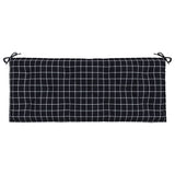 vidaXL Cuscini Panca da Giardino 2pz a Quadri Nero 120x50x7 cm Tessuto