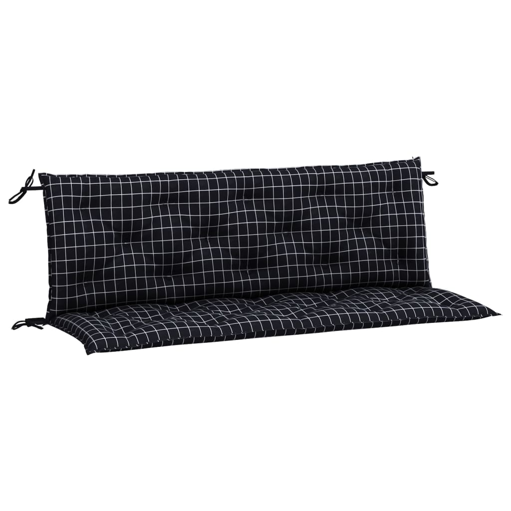 vidaXL Cuscini Panca da Giardino 2pz a Quadri Nero 150x50x7 cm Tessuto