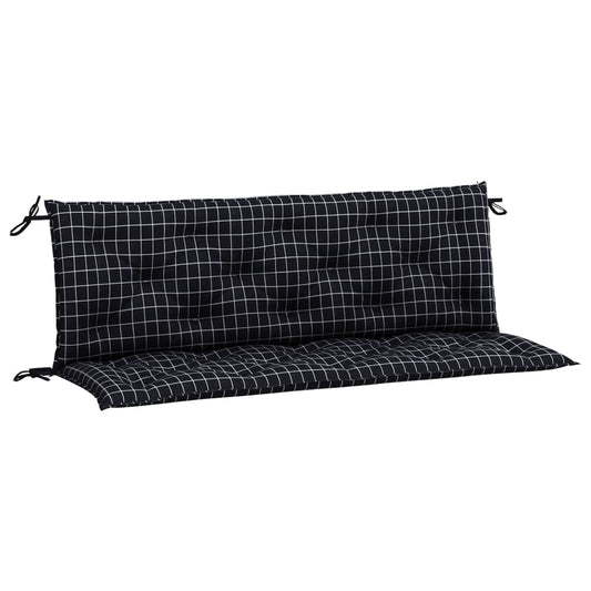 vidaXL Cuscini Panca da Giardino 2pz a Quadri Nero 150x50x7 cm Tessuto