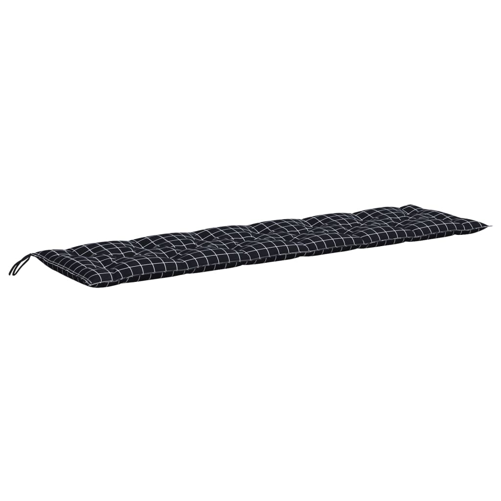 vidaXL Cuscini Panca da Giardino 2pz a Quadri Nero 150x50x7 cm Tessuto