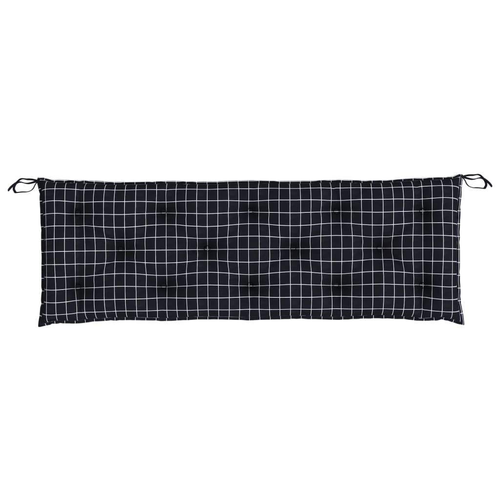 vidaXL Cuscini Panca da Giardino 2pz a Quadri Nero 150x50x7 cm Tessuto