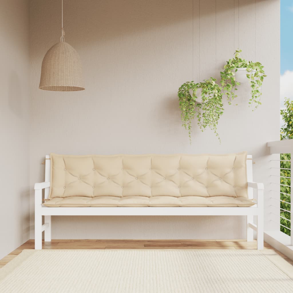 vidaXL Cuscini Panca da Giardino 2pz Beige 200x50x7cm Tessuto Oxford