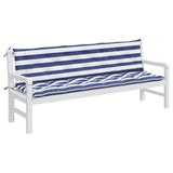 vidaXL Cuscini Panca Giardino 2pz Righe Bianche Blu 200x50x7cm Tessuto