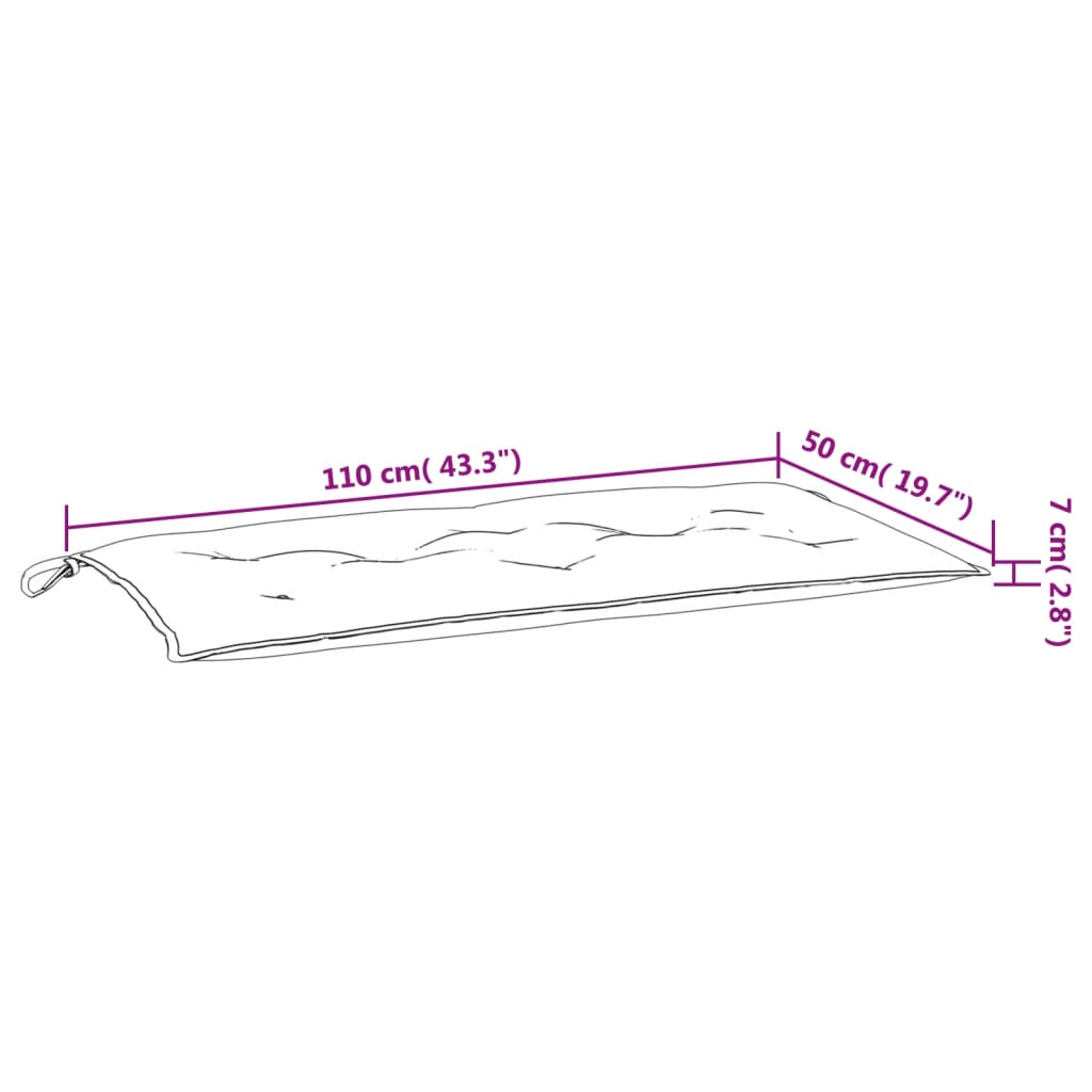 vidaXL Cuscino per Panca Tortora 110x50x7 cm in Tessuto Oxford