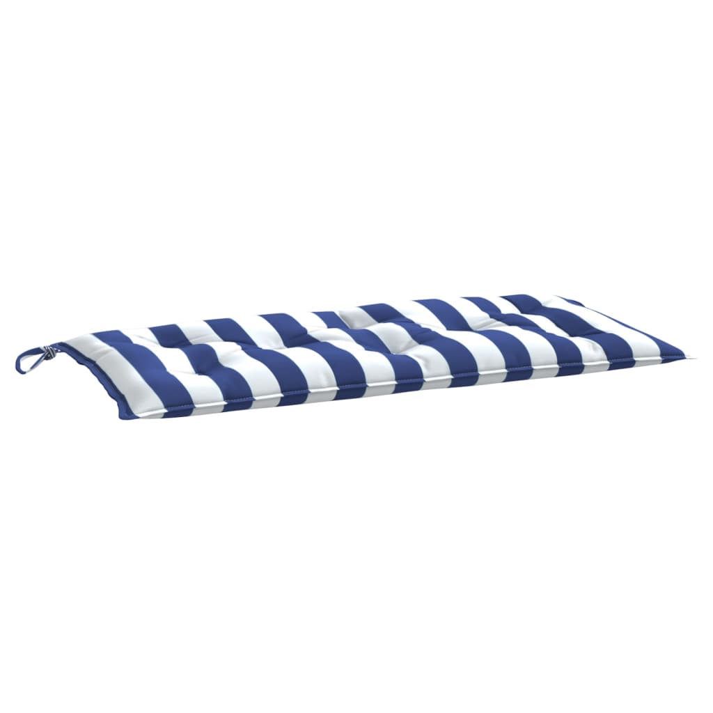 vidaXL Cuscino Panca Giardino Righe Bianche e Blu 110x50x7 cm Tessuto