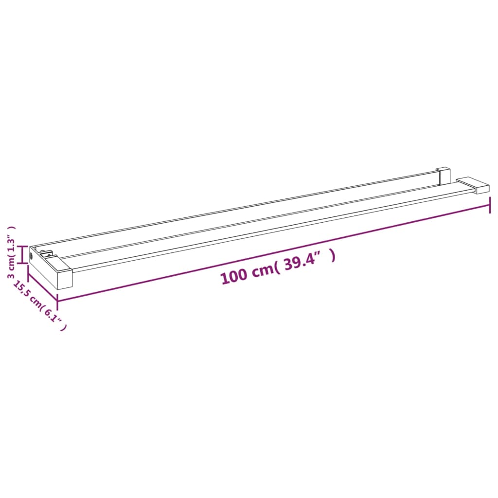 Mensola Doccia a Parete per Doccia Walk-in Nera 100cm Alluminio