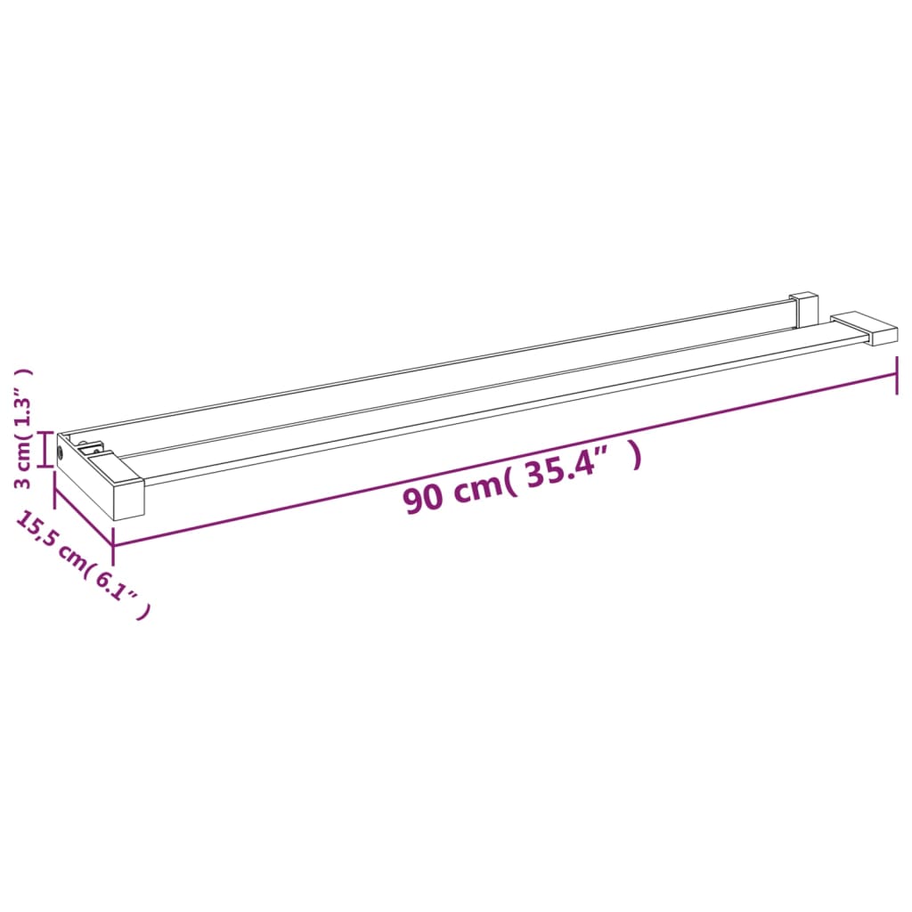 Mensola Doccia per Parete Doccia Walk-in Cromo 90 cm Alluminio