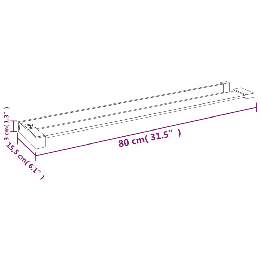 Mensola Doccia per Parete Doccia Walk-in Bianca 80 cm Alluminio