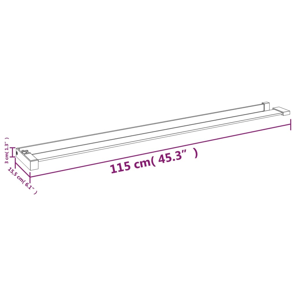 Mensola Doccia per Parete Doccia Walk-in Bianca 115cm Alluminio