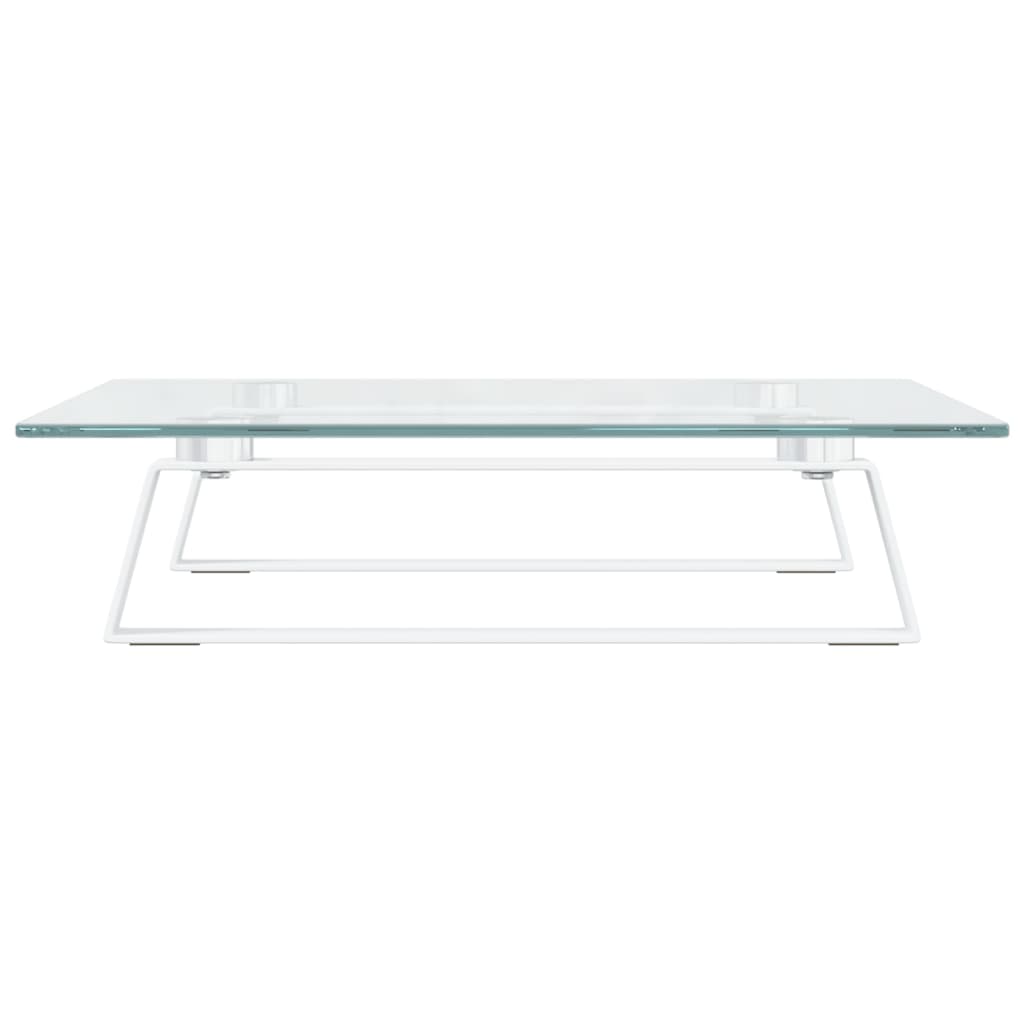 Supporto per Monitor Bianco 40x35x8cm Vetro Temperato e Metallo