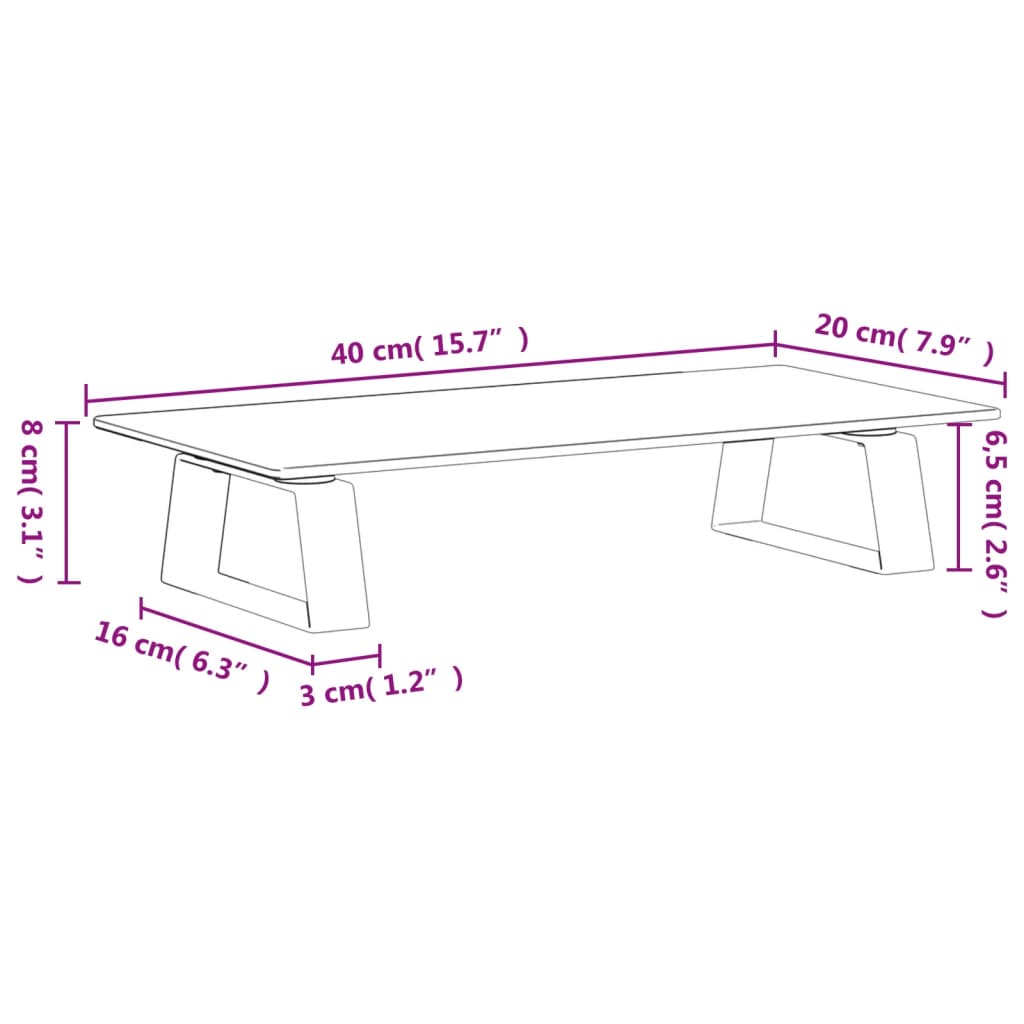 Supporto per Monitor Nero 40x20x8cm Vetro Temperato e Metallo