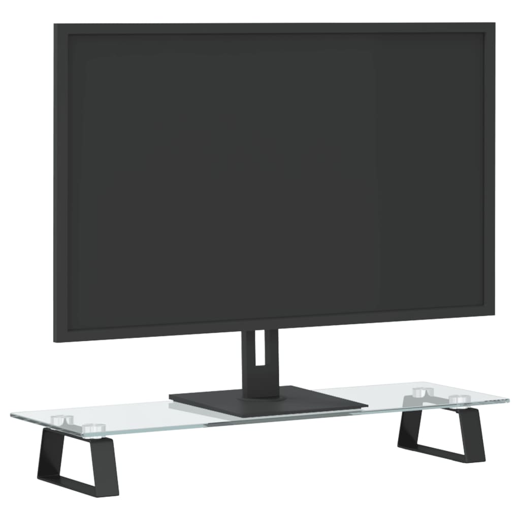 Supporto per Monitor Nero 60x20x8cm Vetro Temperato e Metallo