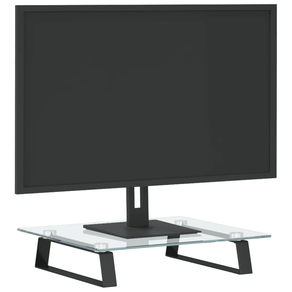 Supporto per Monitor Nero 40x35x8cm Vetro Temperato e Metallo