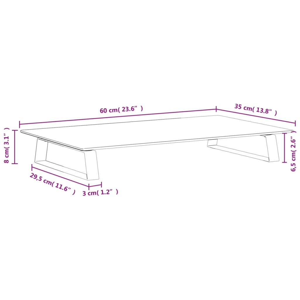 Supporto per Monitor Nero 60x35x8cm Vetro Temperato e Metallo