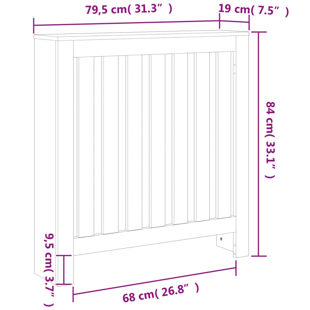 Copertura Termosifone Marrone Cera in Legno Massello Pino