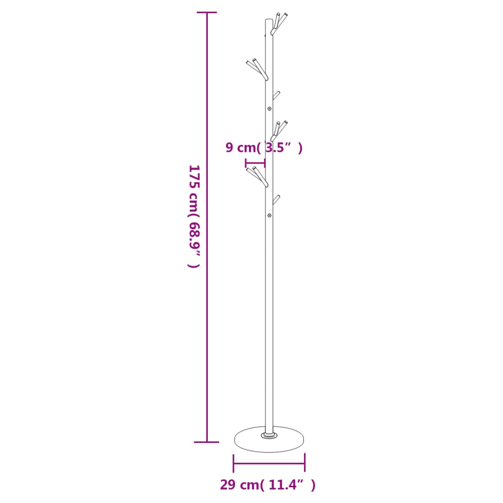 Appendiabiti Bianco 175 cm in Ferro Verniciato a Polvere